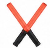 Two crossed orange traffic batons