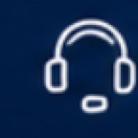 Headset with microphone icon on blue background